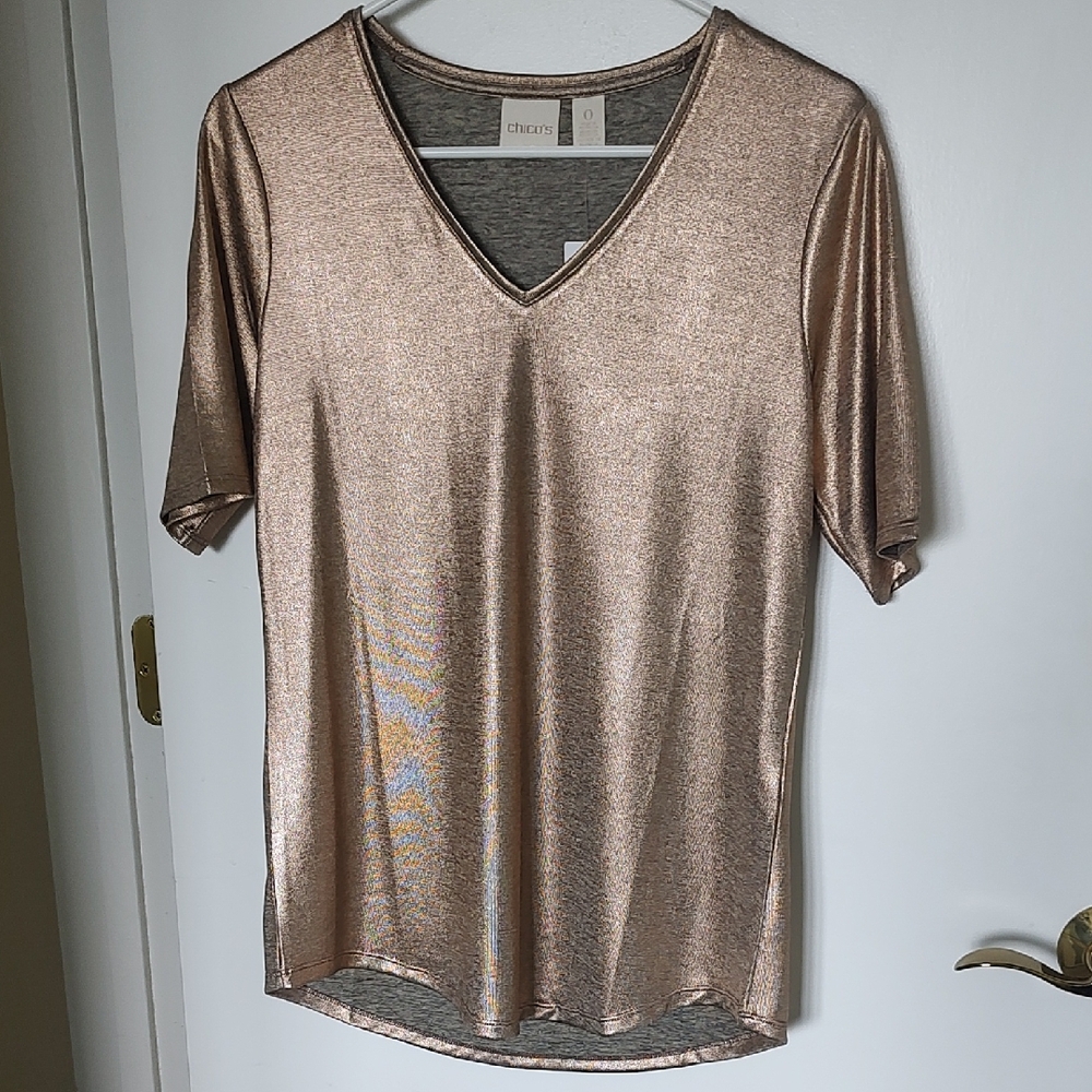 Chaus Women's Shimmering Gold V-Neck Tee